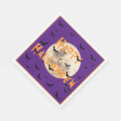 Paarse Oranje Happy Halloween Bats Moon Servet (Hoek)