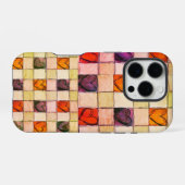 Paarse oranje harten gingham iPhone case Hoesje (Achterkant horizontaal)