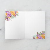 Paarse oranje herfst florerende blije verjaardagsf kaart (Binnen)