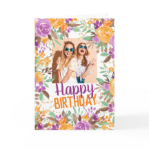 Paarse oranje herfst florerende blije verjaardagsf