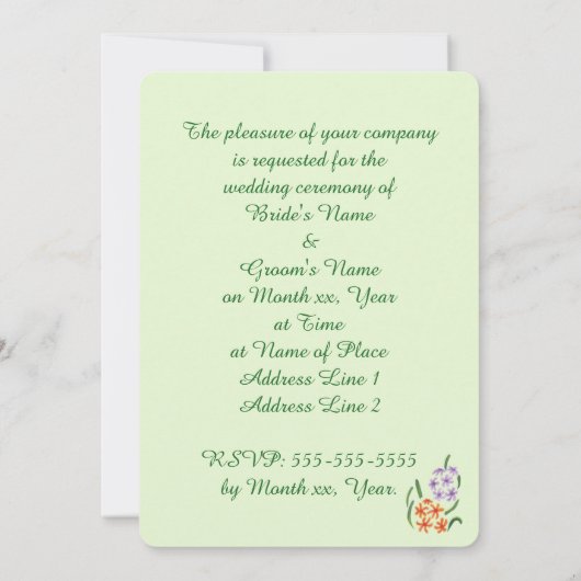 Paarse Oranje Hyacint Bloemen Huwelijksuitnodiging Kaart (Achterkant)