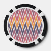 Paarse Oranje Ikat Chevron Zig Zag Stripes Patroon Pokerchips (Achterkant)