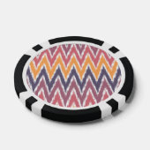 Paarse Oranje Ikat Chevron Zig Zag Stripes Patroon Pokerchips (Enkel)