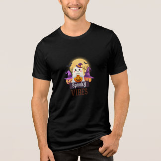 Paarse Oranje Illustratieve Griezelige Sfeer T-shi Tri-Blend Shirt