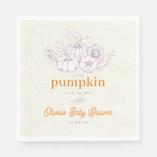 Paarse Oranje Jute Kleine Pompoen Baby Shower Servet