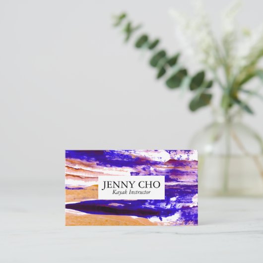 Paarse oranje kleurige verfband visitekaartje (Staand voorkant)