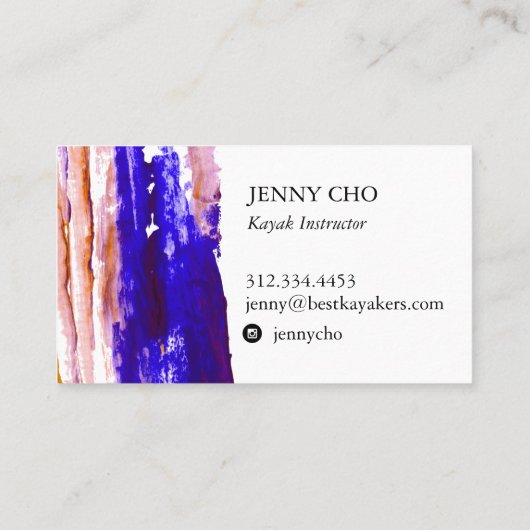 Paarse oranje kleurige verfband visitekaartje (Achterkant)