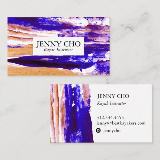 Paarse oranje kleurige verfband visitekaartje (Voorkant / Achterkant)