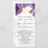 paarse, oranje Lovebirds-programma's Programmakaart (Voorkant / Achterkant)