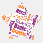 Paarse Oranje meertalige typografie Collage Ster Sticker (Voorkant)