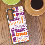 Paarse Oranje meertalige typografie Hartelijk dank Samsung Galaxy Hoesje<br><div class="desc">Dit ontwerp kenmerkt een woordwolk van paarse en oranje meertalige "Dank u"typografie in een verscheidenheid van doopvontstijlen en grootte over een witte achtergrond. Dit ontwerp van hoesje kan een leuk verjaardagsgeschenk maken,  terug naar schoolgeschenk of andere speciale gelegenheden.</div>