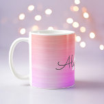 Paarse Oranje Metallic Monogram Naam & Initiaal Koffiemok<br><div class="desc">Sinaasappel en Paarse Ombre Faux Metallic Stainless Steel Monogram Naam en Initiaal Koffie Mok. Het koffiekopje is het perfecte cadeau voor iemand die houdt van luxe metalen design.</div>