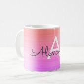 Paarse Oranje Metallic Monogram Naam & Initiaal Koffiemok (Voorkant links)