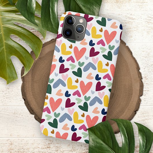 Paarse Oranje Mintgroene Roze Blauwe Harten Patroo Case-Mate iPhone Case