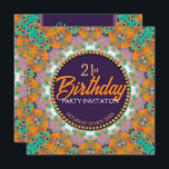 Paarse Oranje Munt Colorful 21st Birthday Party Kaart<br><div class="desc">Unieke kleur - Mint groen,  oranje en lila paars. Bij alle gelegenheden een ontwerp dat geschikt is voor verjaardagen of een andere speciale gelegenheid of gebeurtenis. Levendige kleuren die feestelijkheden voeden. Al tekst is volledig klantgericht met inbegrip van kleuren en doopvontselectie. Gemaakt met ❤ van webgrl.art</div>