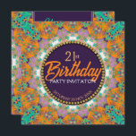 Paarse Oranje Munt Colorful 21st Birthday Party Kaart<br><div class="desc">Unieke kleur - Mint groen,  oranje en lila paars. Bij alle gelegenheden een ontwerp dat geschikt is voor verjaardagen of een andere speciale gelegenheid of gebeurtenis. Levendige kleuren die feestelijkheden voeden. Al tekst is volledig klantgericht met inbegrip van kleuren en doopvontselectie. Gemaakt met ❤ van webgrl.art</div>