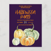 Paarse oranje munt pompoen Halloween feest Uitnodiging Briefkaart (Voorkant)
