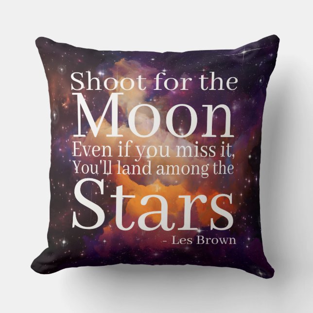 Paarse Oranje Nebula Inspirerend Quote Kussen (Voorkant)