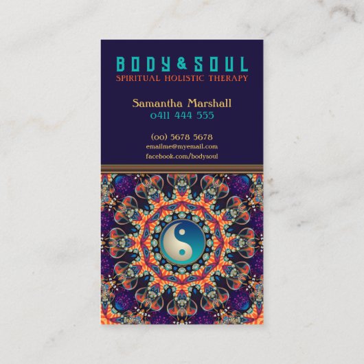 Paarse Oranje New age Mandala Oost-YinYang Visitekaartje (Achterkant)