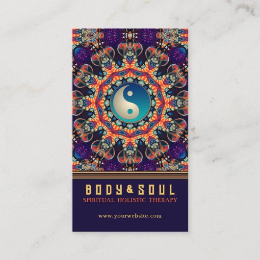 Paarse Oranje New age Mandala Oost-YinYang Visitekaartje (Voorkant)