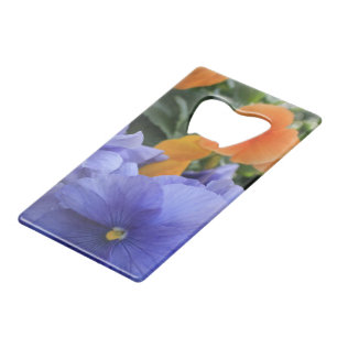 Paarse & Oranje Pansies met Groene BloemenFoto Creditkaart Flessenopener
