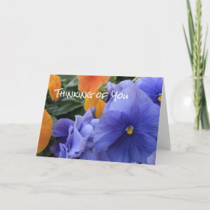 Paarse & Oranje Pansies met Groene BloemenFoto Kaart