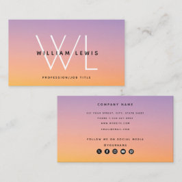 Paarse Oranje pictogrammen voor gradiënt sociale m Visitekaartje