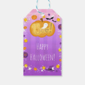 Paarse Oranje Plezier Whimsical Halloween Party Fa Cadeaulabel (Achterkant)
