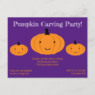 Paarse Oranje Pompoen Halloween Feest Uitnodiging Briefkaart