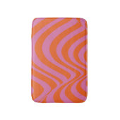 Paarse Oranje Retro Liquid Groovy Stripe Patroon Badmat (Voorkant Verticaal)