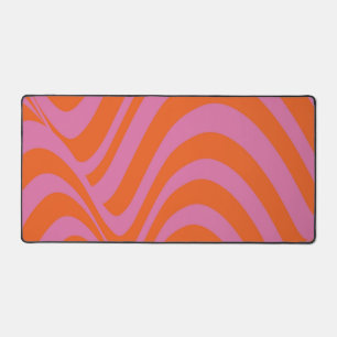 Paarse Oranje Retro Liquid Groovy Stripe Patroon Bureaumat