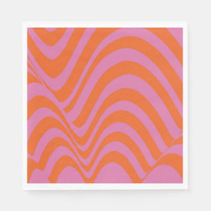 Paarse Oranje Retro Liquid Groovy Stripe Patroon Servet