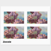 Paarse oranje rode papaverbloemen waterverf rechthoekige sticker (Vel)