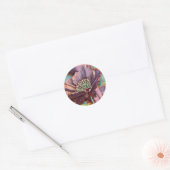 Paarse oranje rode papaverbloemen waterverf ronde sticker (Envelop)