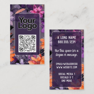 Paarse Oranje Roze Lelies QR-code Logo Visitekaartje