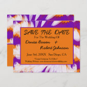 Paarse Oranje tijdrager Sla de datum op Save The Date (Voorkant / Achterkant)