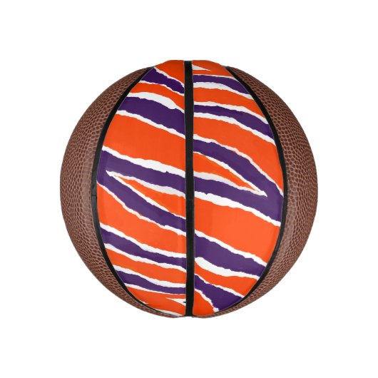 Paarse & Oranje tijgerstrips Basketbal (Verticaal)