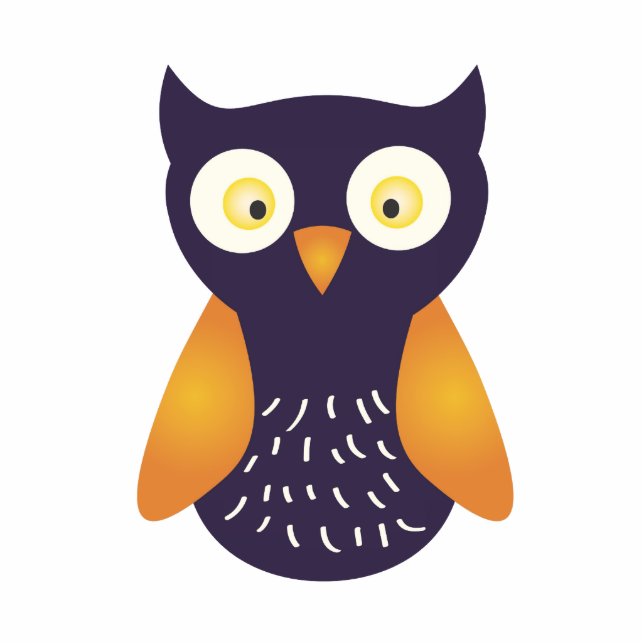 Paarse / Oranje Uil Staand Fotobeeldje (Voorkant)