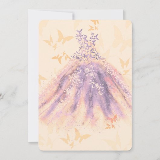 Paarse Oranje vlinder Dance Dress Sweet 16 Party Kaart (Achterkant)