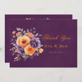 Paarse Oranje Vrachtwagen Bruiloft Dank u Kaart (Voorkant / Achterkant)