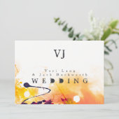 Paarse Oranje Watercolor Trouw Uitnodigingen met S (Staand voorkant)