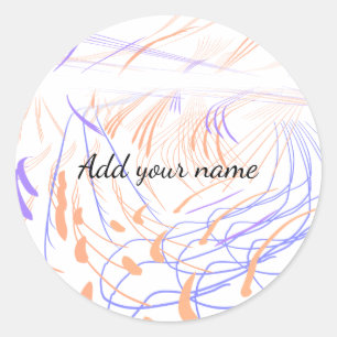 Paarse oranje waterverf abstracte voeg naam tekst ronde sticker