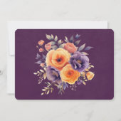 Paarse Oranje Waterverf Bloemen Bruiloft RSVP Kaar Kaart (Achterkant)