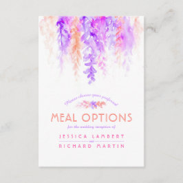 Paarse oranje wijnstokken Bloemen Maaltijdopties K Informatiekaartje