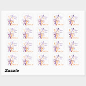 Paarse Oranje Witte Bloemen 1.5"Bruiloft Sticker (Vel)