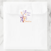 Paarse Oranje Witte Bloemen 1.5"Bruiloft Sticker (Tas)