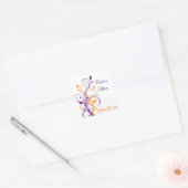 Paarse Oranje Witte Bloemen 1.5"Bruiloft Sticker (Envelop)