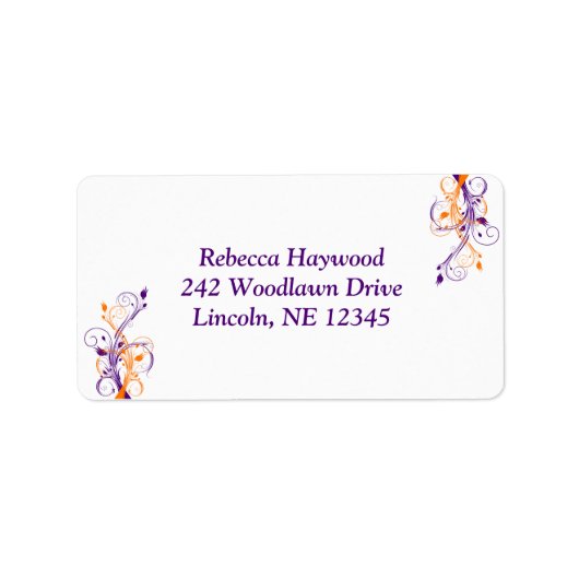 Paarse Oranje Witte Bloemen Retouradreslabel 2 Etiket (Voorkant)