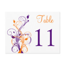 Paarse Oranje Witte Bloemen Tafel Nummer Briefkaar