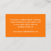 Paarse oranje witte bloemenbruiloft behuizing Kaar Informatiekaartje (Achterkant)